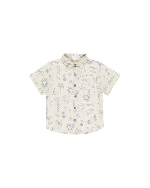 Collared Short Sleeve Shirt | Mediterranean