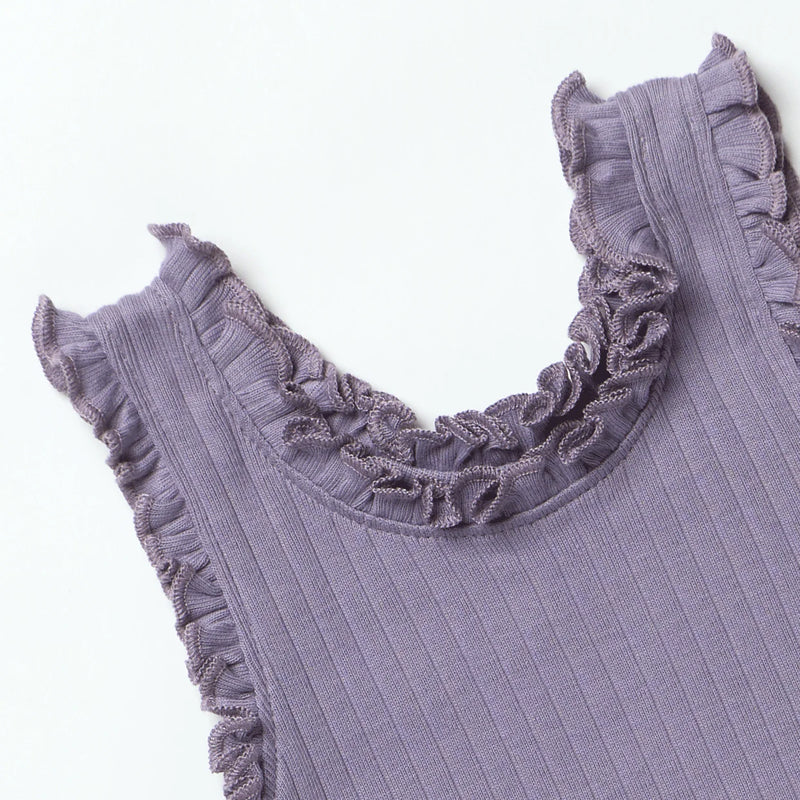 Joy Ruffle Rib Tank | Purple | Marigold Modern Kids