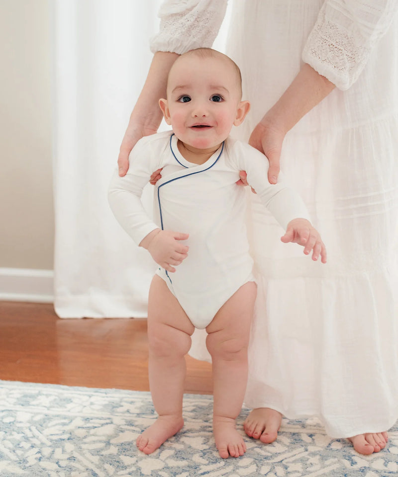 Crossbody Onesie | Navy Piping