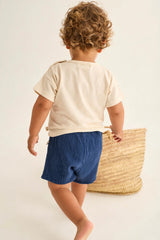 Baby Dale Shorts | Navy Soft Gauze Cotton