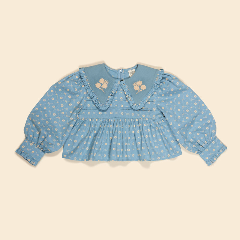 Dionne Blouse | Quilt Calico Blue Pebble