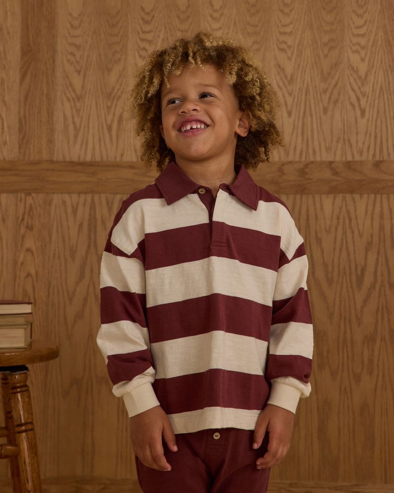 Rugby Polo | Burgundy Stripe