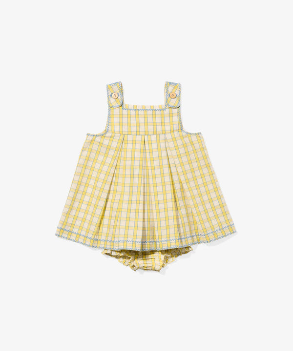 Daisy Baby Dress | Yellow Picnic Check