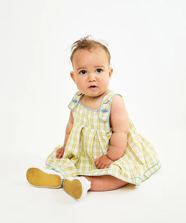 Daisy Baby Dress | Yellow Picnic Check