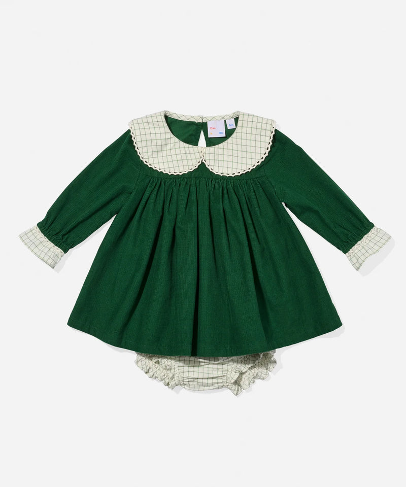 Delphina Baby Dress | Forest Corduroy