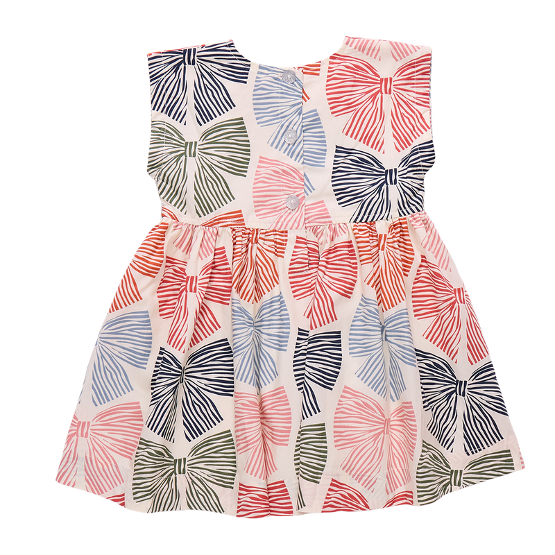 Girls Adaline Dress | Multi Striped Bows