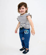 Baby Bowie Pant | Blue with Green Ties