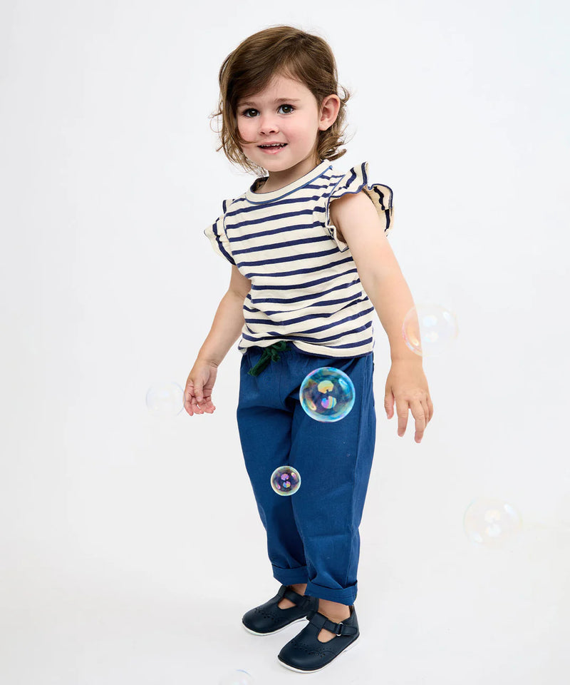 Baby Bowie Pant | Blue with Green Ties