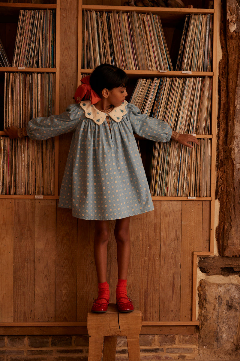 Esther Dress | Quilt Calico Blue Pebble