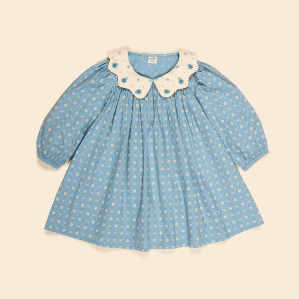 Esther Dress | Quilt Calico Blue Pebble