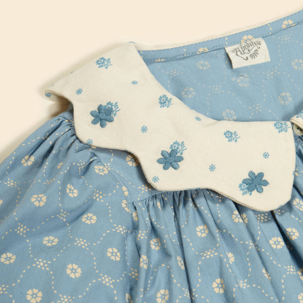 Esther Dress | Quilt Calico Blue Pebble