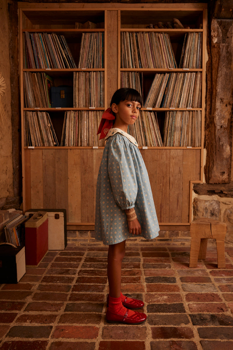 Esther Dress | Quilt Calico Blue Pebble