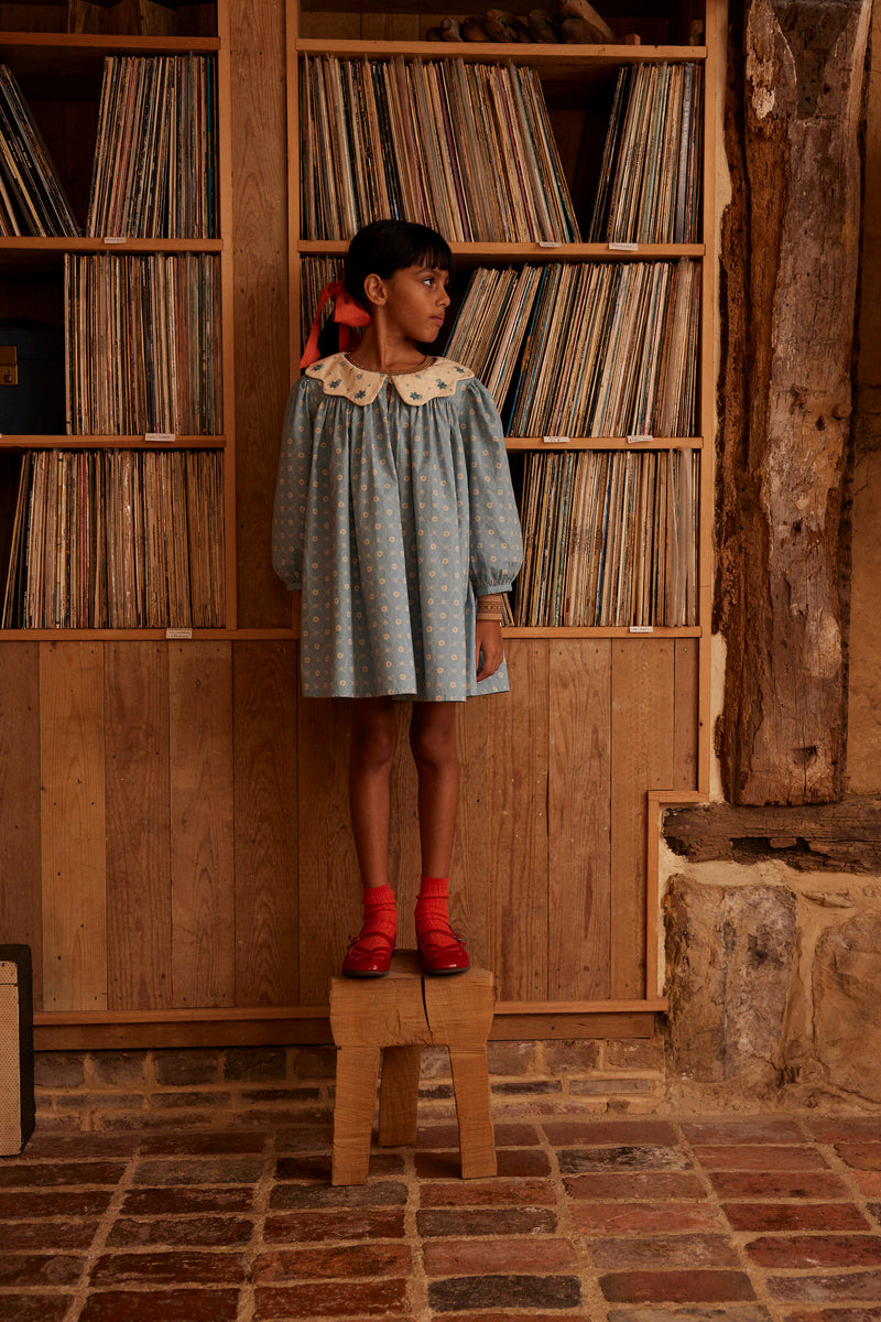 Esther Dress | Quilt Calico Blue Pebble