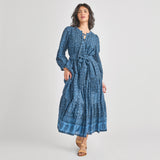 Womens Pintuck Indira Dress | Stellar Blue Garden Floral