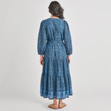 Womens Pintuck Indira Dress | Stellar Blue Garden Floral