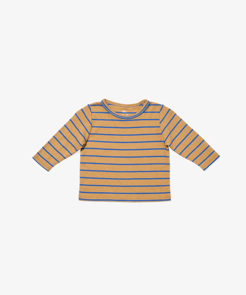 Edward Baby Long Sleeve T-Shirt | Camel Fine Stripe