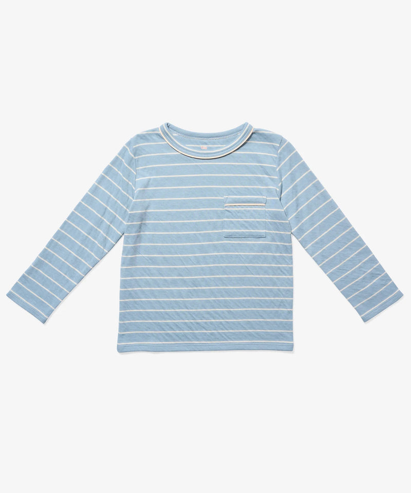 Edward Long Sleeve T-Shirt | Dusty Blue Stripe