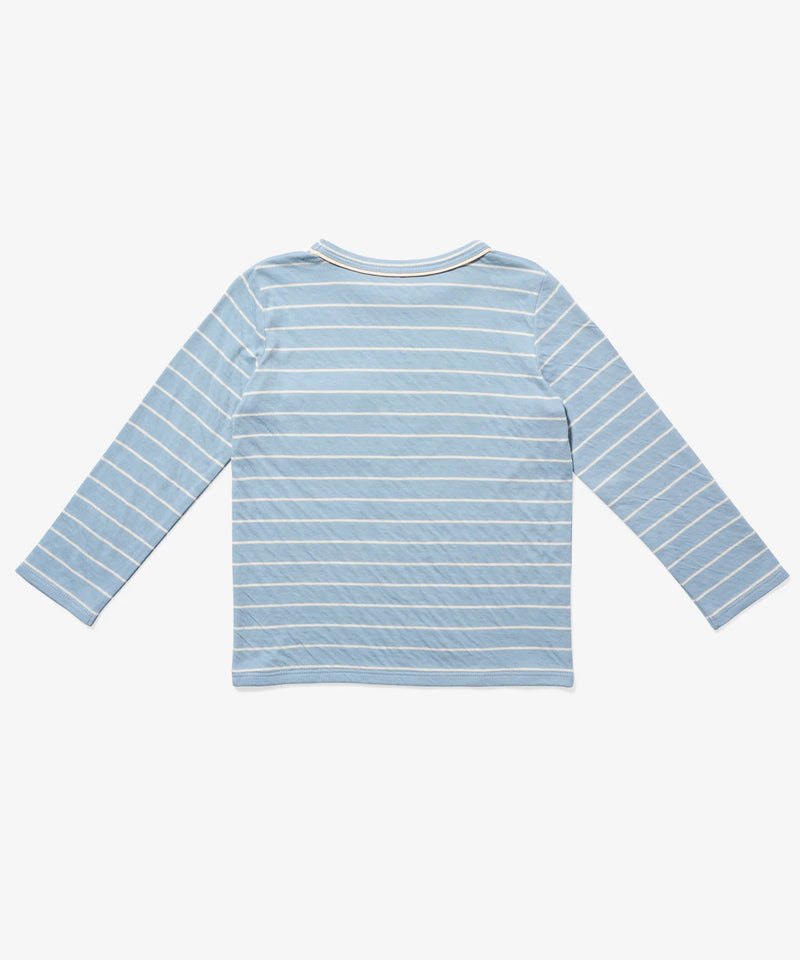 Edward Long Sleeve T-Shirt | Dusty Blue Stripe