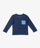 Edward Long Sleeve T-Shirt | Navy Color Block