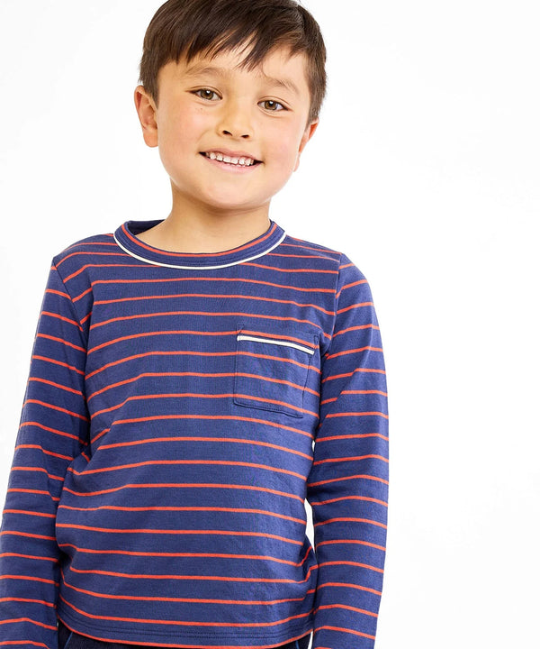 Edward T-Shirt | Navy Fine Stripe