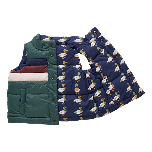 Kids Reversible River Vest | Evergreen Stripe