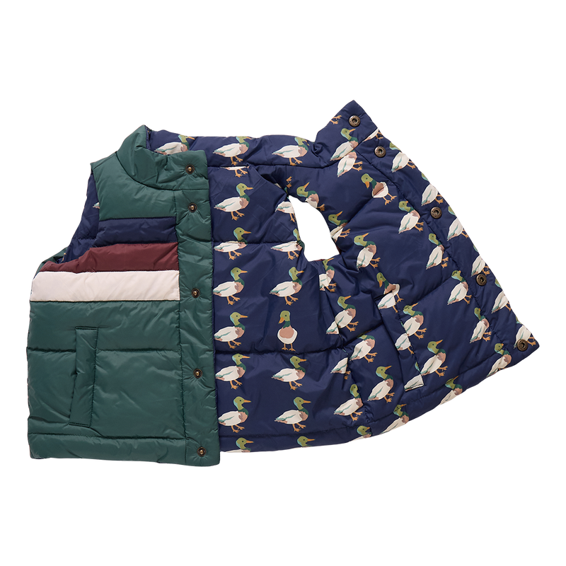 Kids Reversible River Vest | Evergreen Stripe