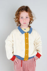 Knit Collar Cardigan | Color Block Ivory