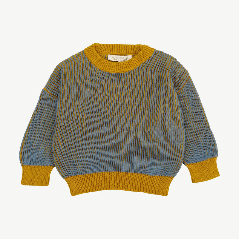 Knit Baby Sweater | Two-Tone Rib | Mustard Multi