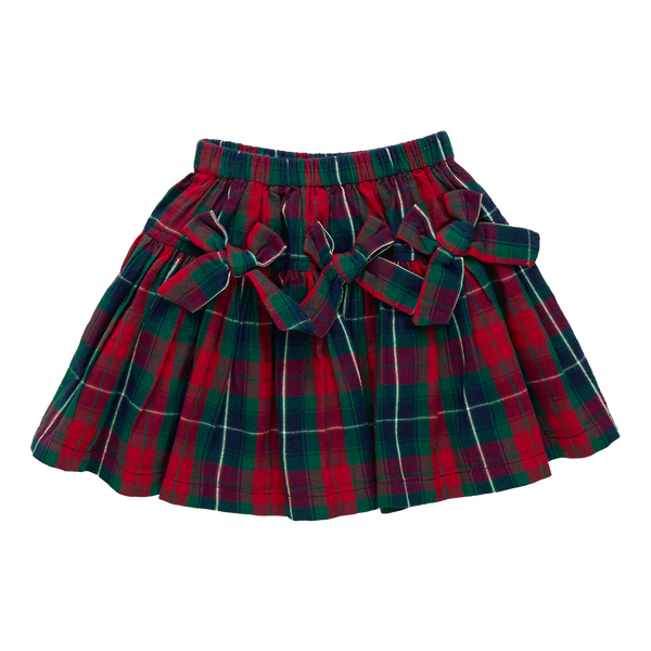 Girls Maribelle Bow Skirt | Red Tartan