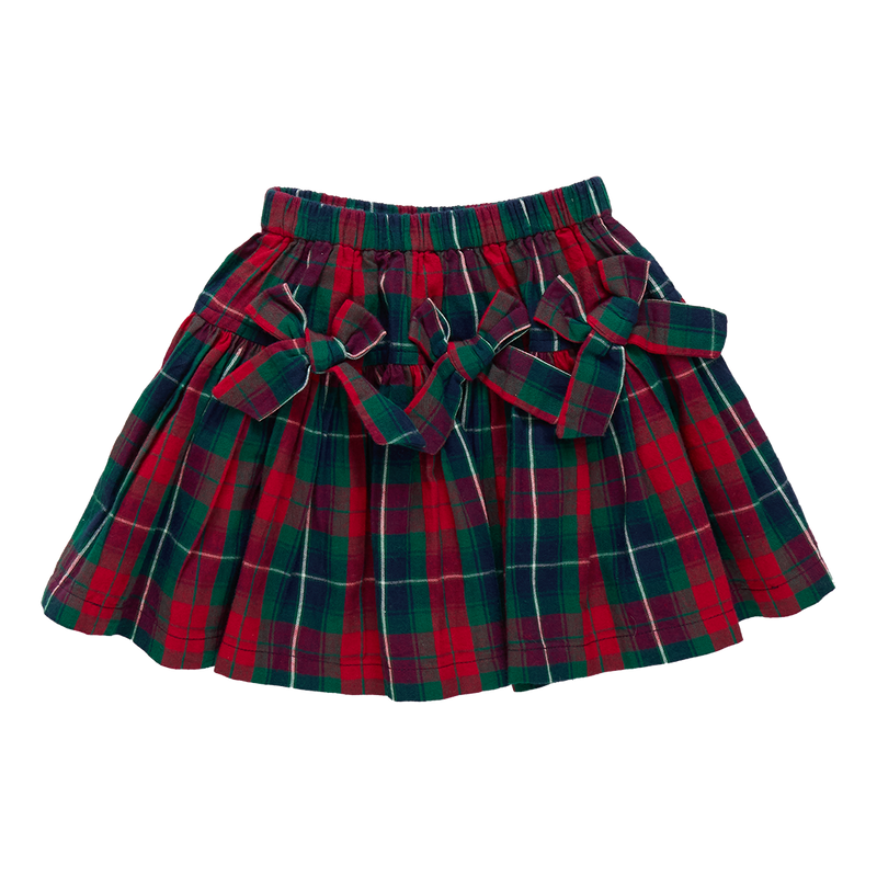 Girls Maribelle Bow Skirt | Red Tartan