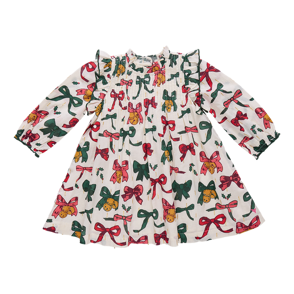 Girls Jaipur Dress | Christmas Bows and Bells