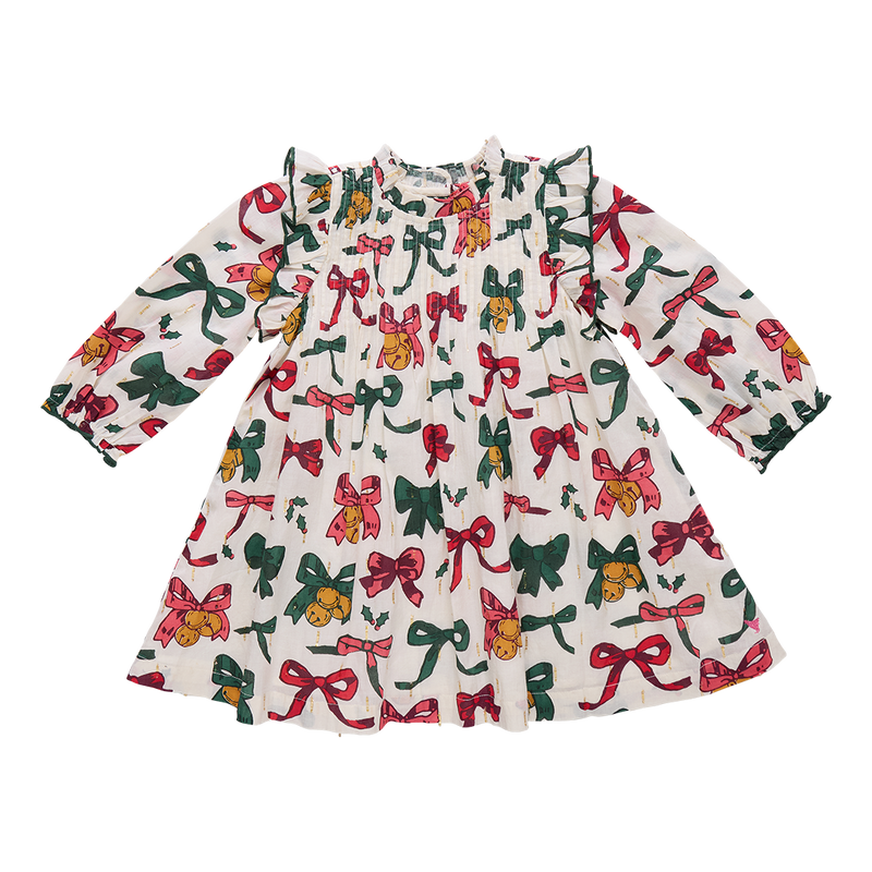 Girls Jaipur Dress | Christmas Bows and Bells