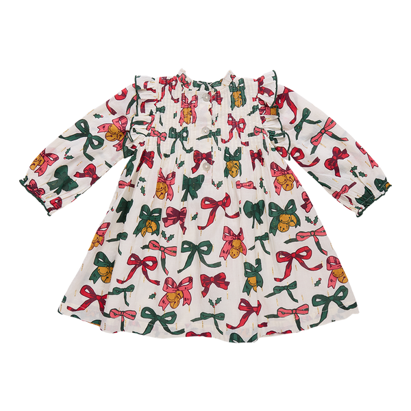 Girls Jaipur Dress | Christmas Bows and Bells