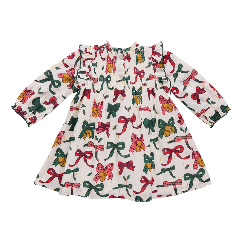 Girls Jaipur Dress | Christmas Bows and Bells