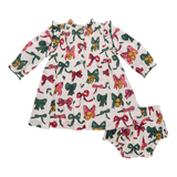 Baby Girls Jaipur Dress Set | Christmas Bows and Bells