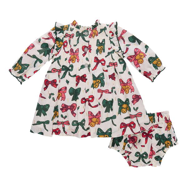 Baby Girls Jaipur Dress Set | Christmas Bows and Bells
