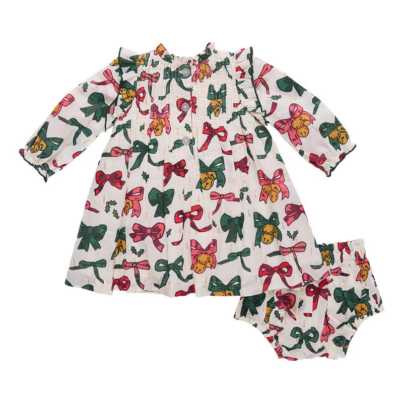 Baby Girls Jaipur Dress Set | Christmas Bows and Bells