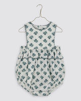 Frilly Bridget Romper | Hollyhock Floral Teal