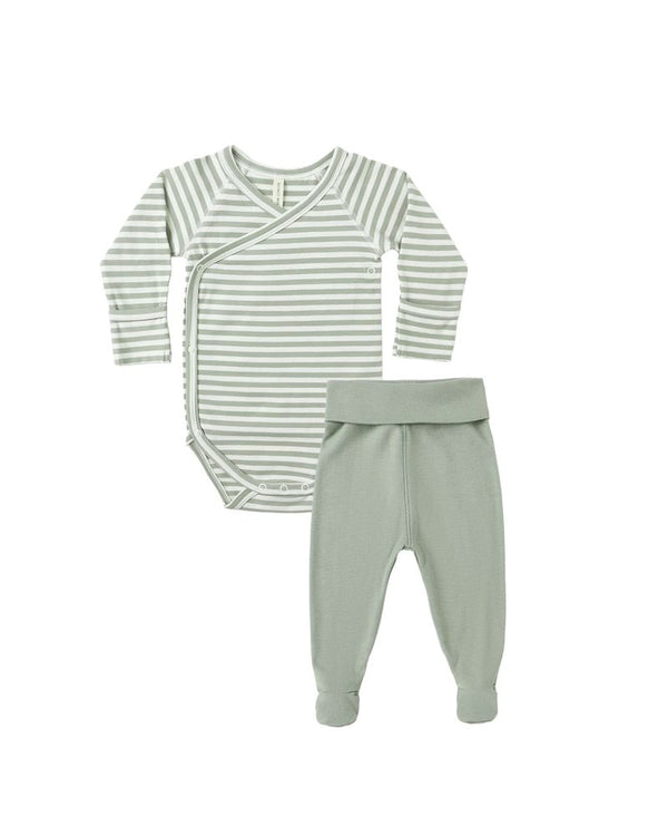 Side Snap Bodysuit + Pant Set | Fern Stripe