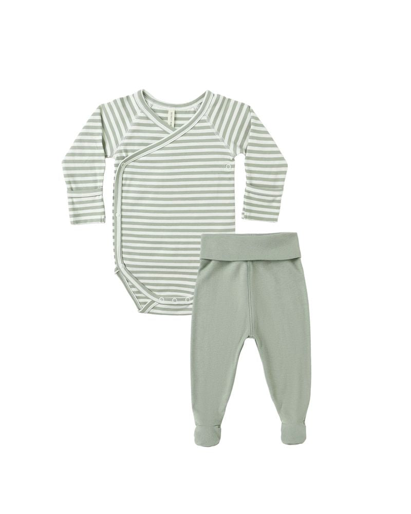 Side Snap Bodysuit + Pant Set | Fern Stripe