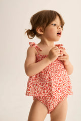 Granny Romper | Tomato Animal Print Cotton