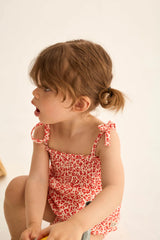 Granny Romper | Tomato Animal Print Cotton