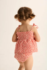 Granny Romper | Tomato Animal Print Cotton