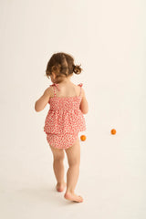 Granny Romper | Tomato Animal Print Cotton