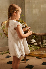 Mia Dress | Off White Schiffli