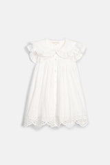 Mia Dress | Off White Schiffli