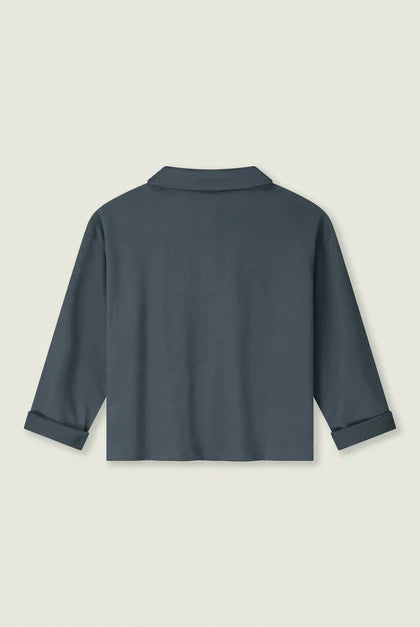 Long-sleeved Polo Shirt | Blue Grey