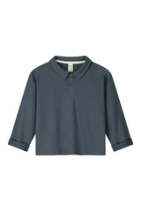 Long-sleeved Polo Shirt | Blue Grey