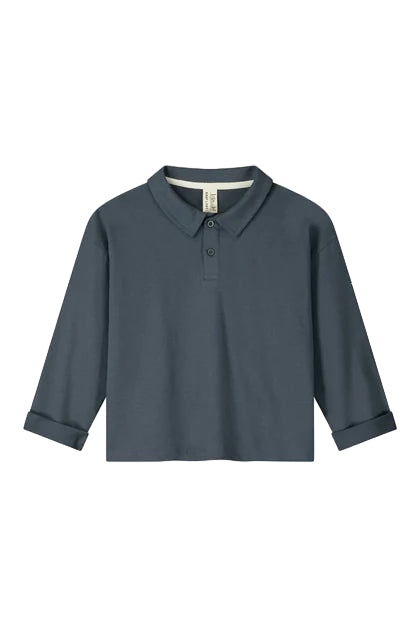 Long-sleeved Polo Shirt | Blue Grey