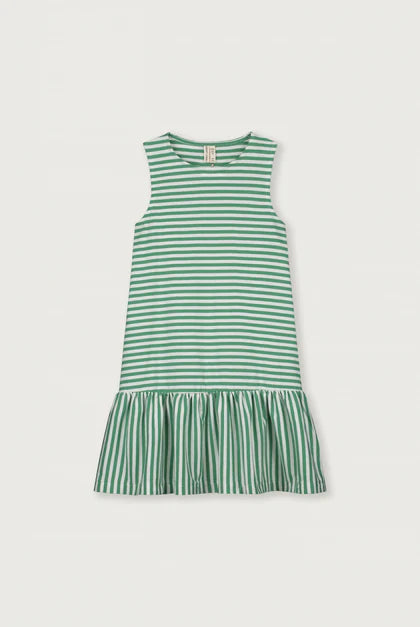 Frill Dress | Bright Green/Cream